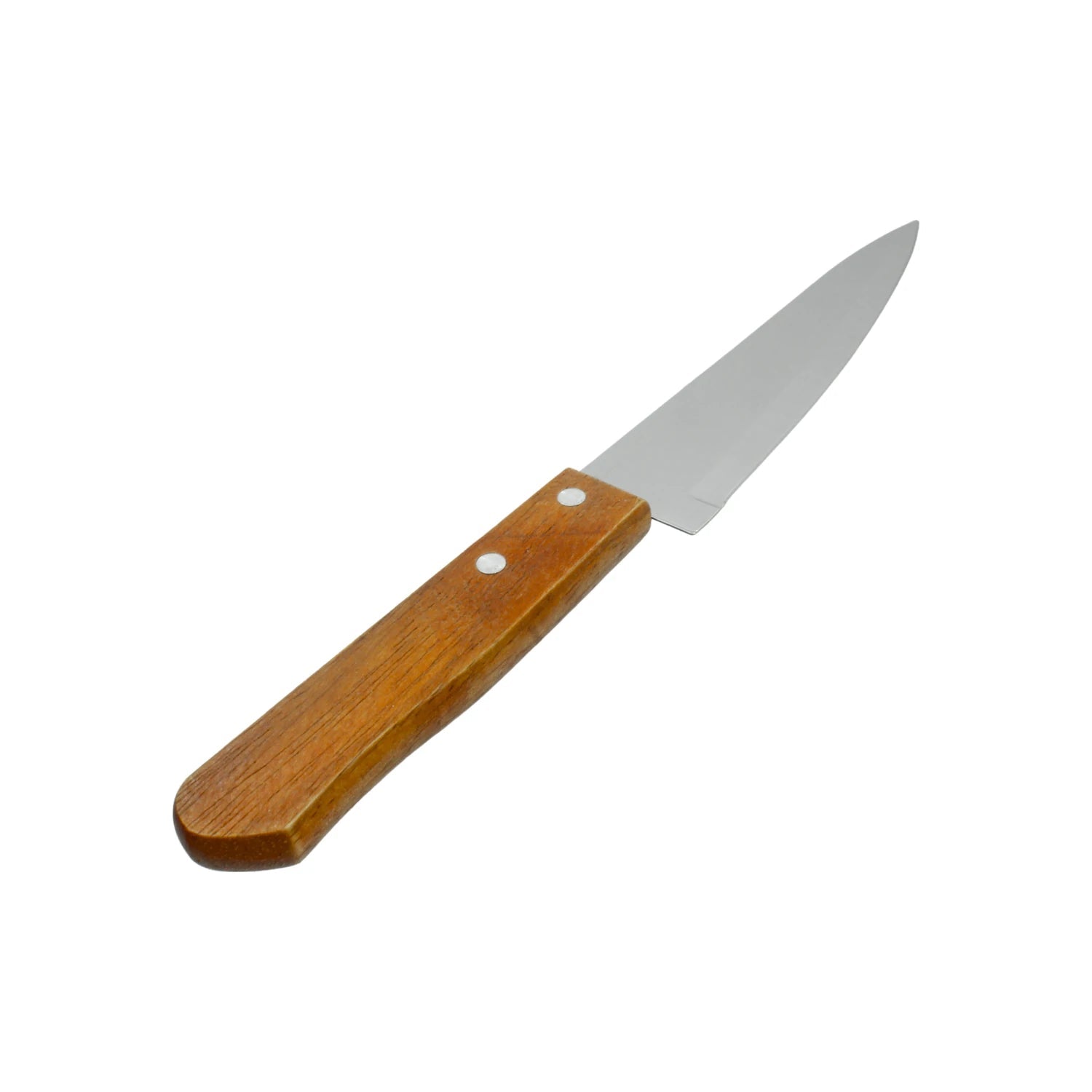 Cuchillo de cocina con hoja de acero inoxidable y mango de madera. Para cortar y pelar