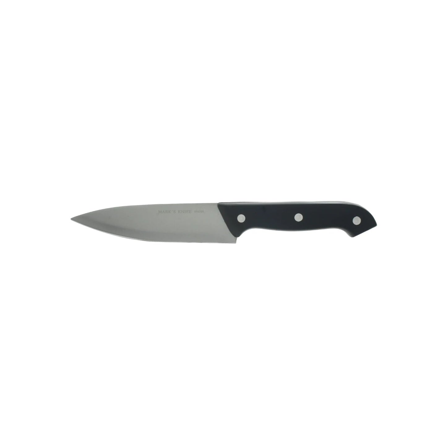 Cuchillo de cocina Mark's Knife 666031 con hoja de acero inoxidable y mango de plástico negro