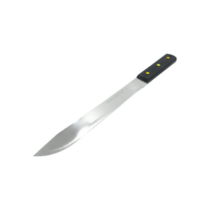 Cuchillo cebollero 9" Mark's Knife, mango plástico negro, 3 remaches amarillos, hoja acero inoxidable.