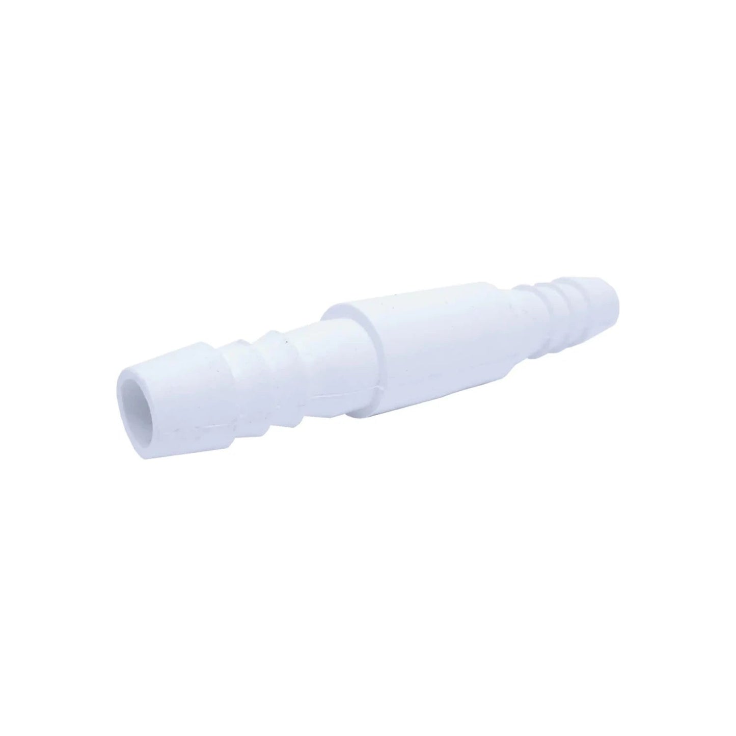 Niple unión de plástico blanco 1/2" para conectar mangueras o tubos