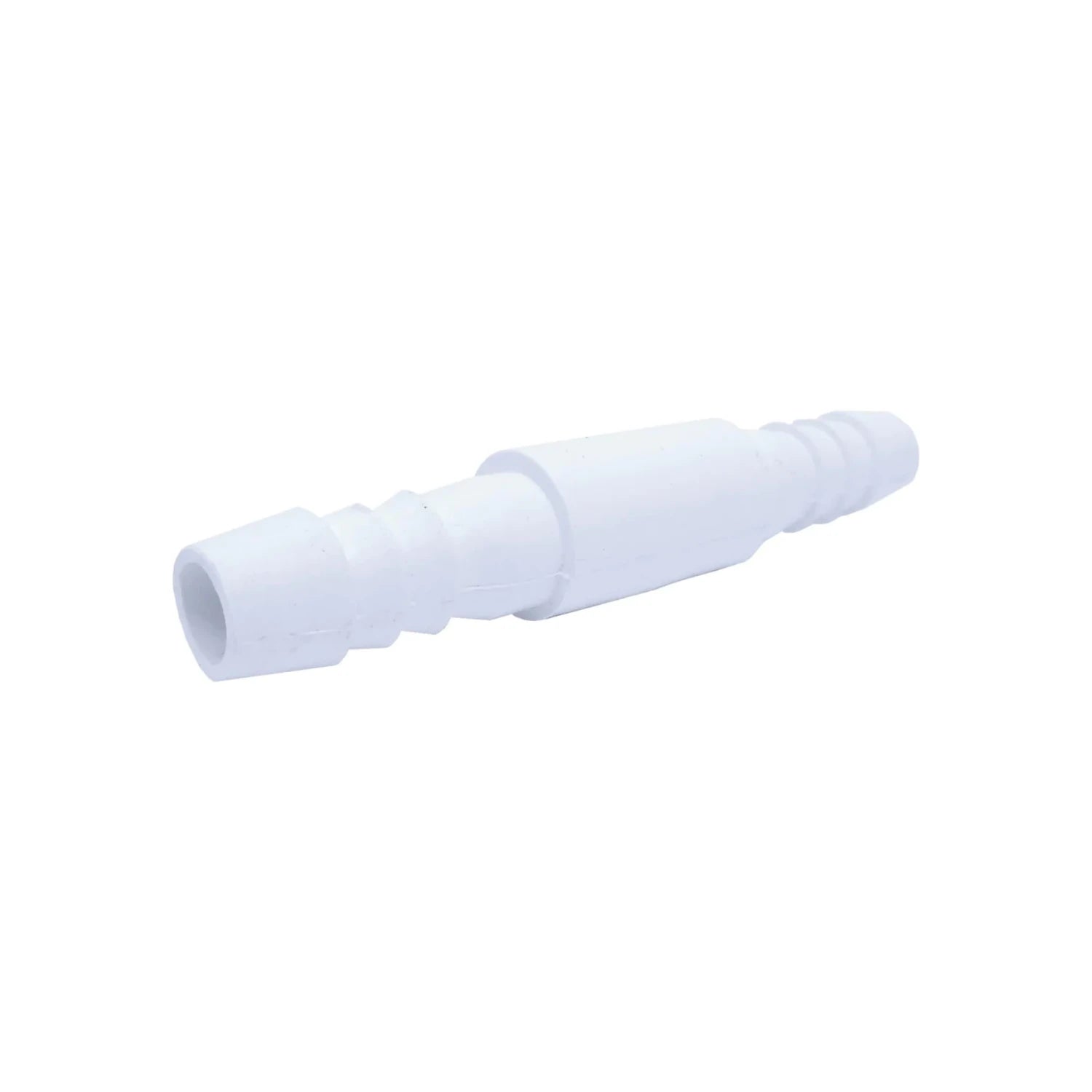 Niple unión de plástico blanco 1/2" para conectar mangueras o tubos
