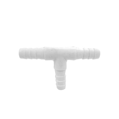Niple unión 1/2 pulgada tipo T de plástico blanco para manguera