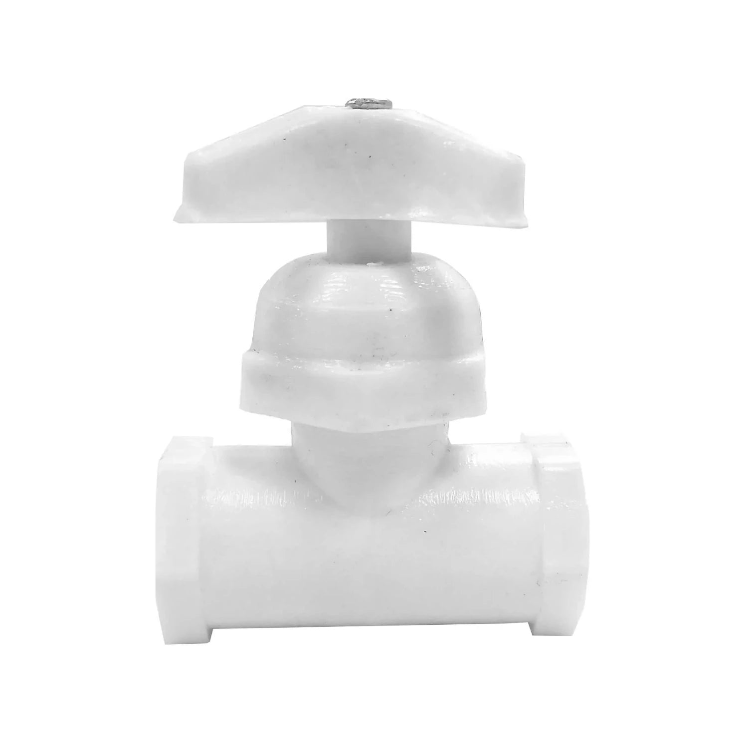 Llave de paso de PVC blanca 1/2 roscable para control de flujo de agua