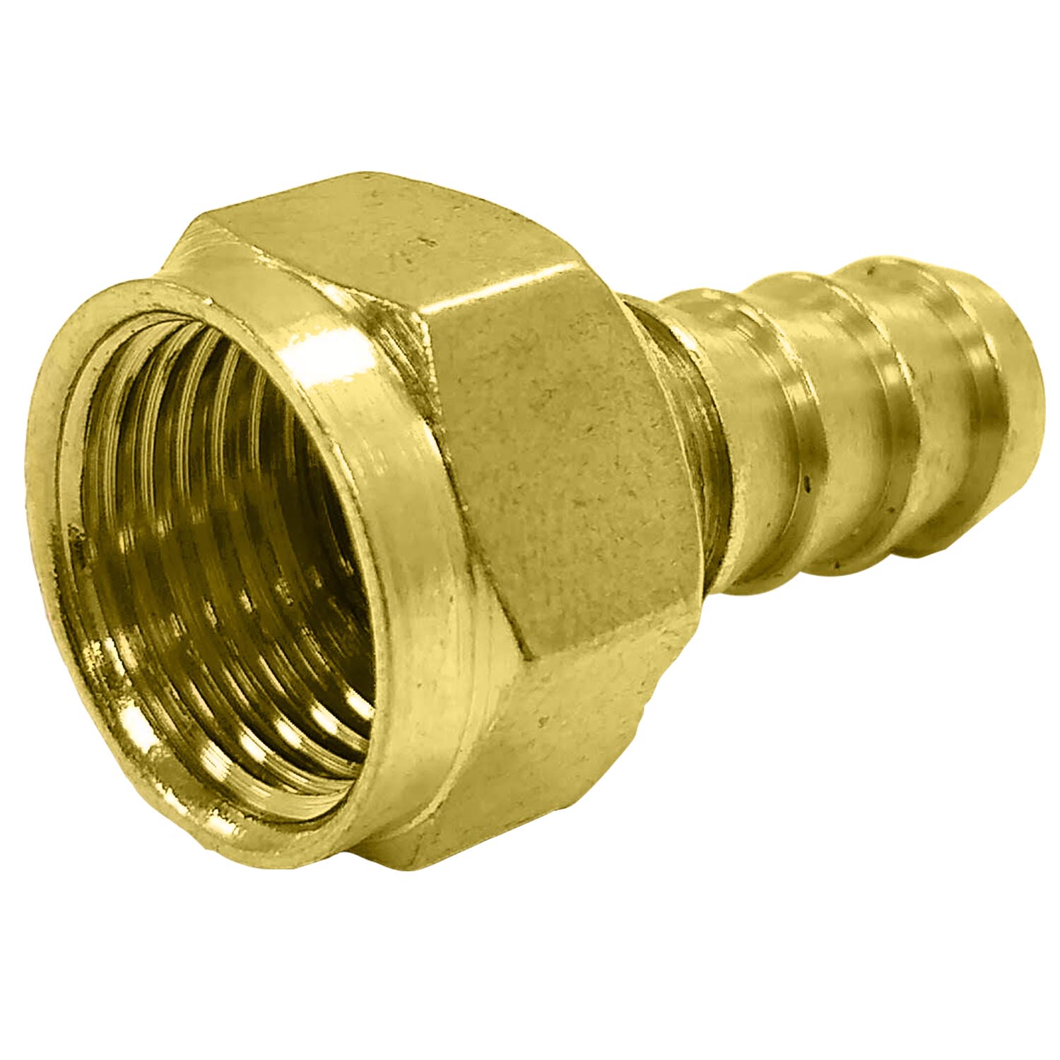 Fabricada en latÃ³n con tuerca giratoria que evita que la manguera se tuerzA,Rosca hembra flare de 3/8" (10 mm).,Para conectar directo a manguera.