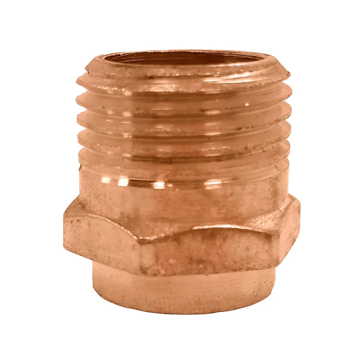 Elaborado de cobre.,Conector rosca exterior de 1/2",Conector resistente a altas temperaturas.,Conector de cobre resistente a la corrosión.