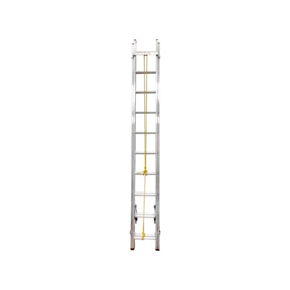 Escalera de 5.26 m de altura.,Ganchos de aluminio para mayor seguridad.,Sistema de polea y cuerda - peldaños en forma "D",20 peldaños y tacones antiderrapantes.