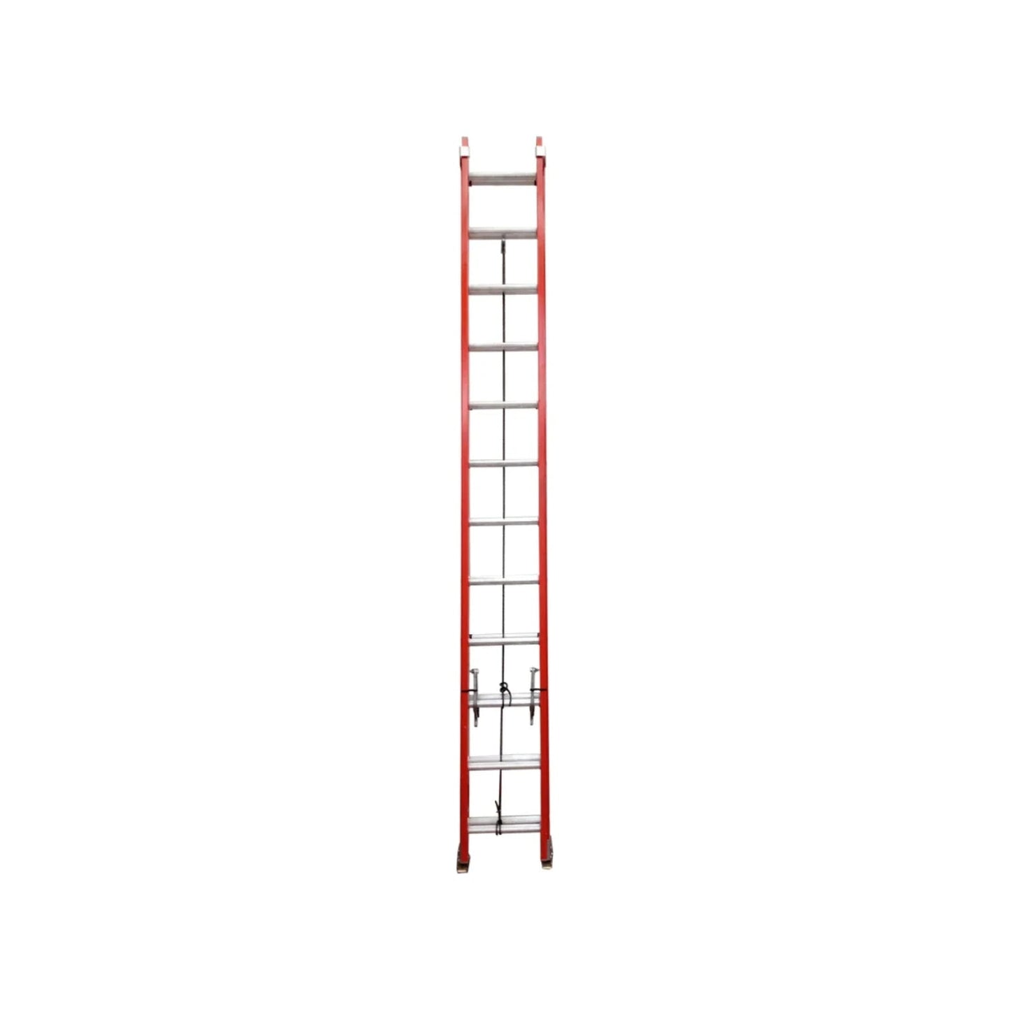 Escalera de extensión roja de fibra de vidrio 7.31m con 24 peldaños, segura para trabajos en altura