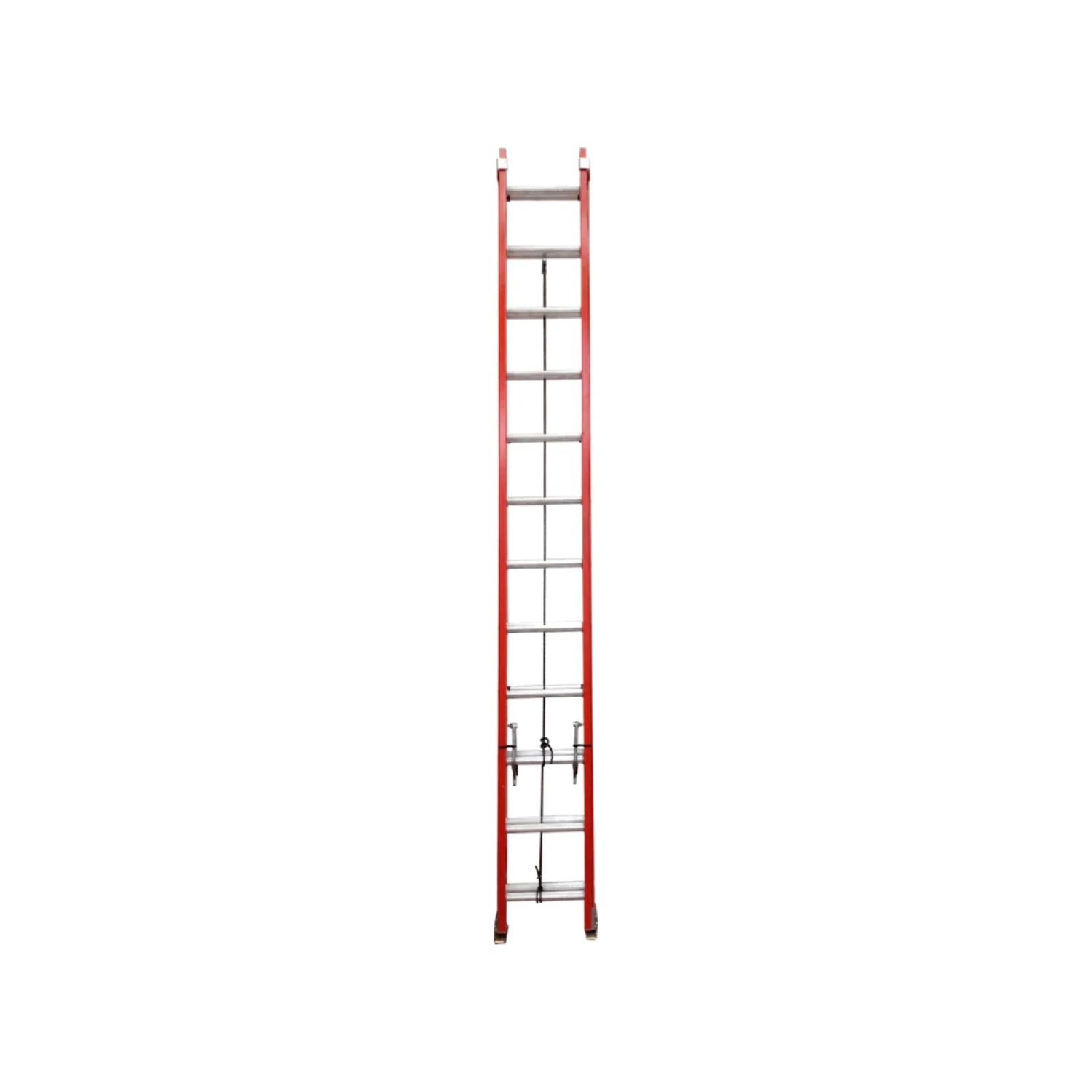 Escalera de extensión roja de fibra de vidrio 7.31m con 24 peldaños, segura para trabajos en altura