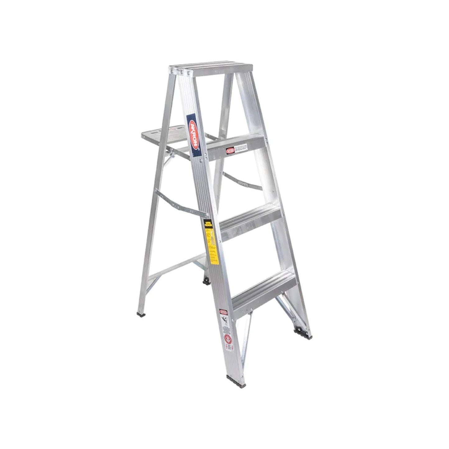 Escalera de tijera Akron de aluminio, 3 peldaños, 91 cm de altura, plegable y ligera para el hogar