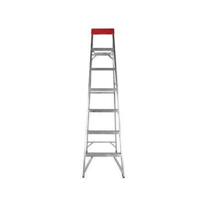 Escalones: 6,Tamaño: 2.13 m,Altura máxima de seguridad: 1.43 m,Material: aluminio.,Peso máximo: 150 kg,Escalones planos de aluminio antiderrapante con huella.