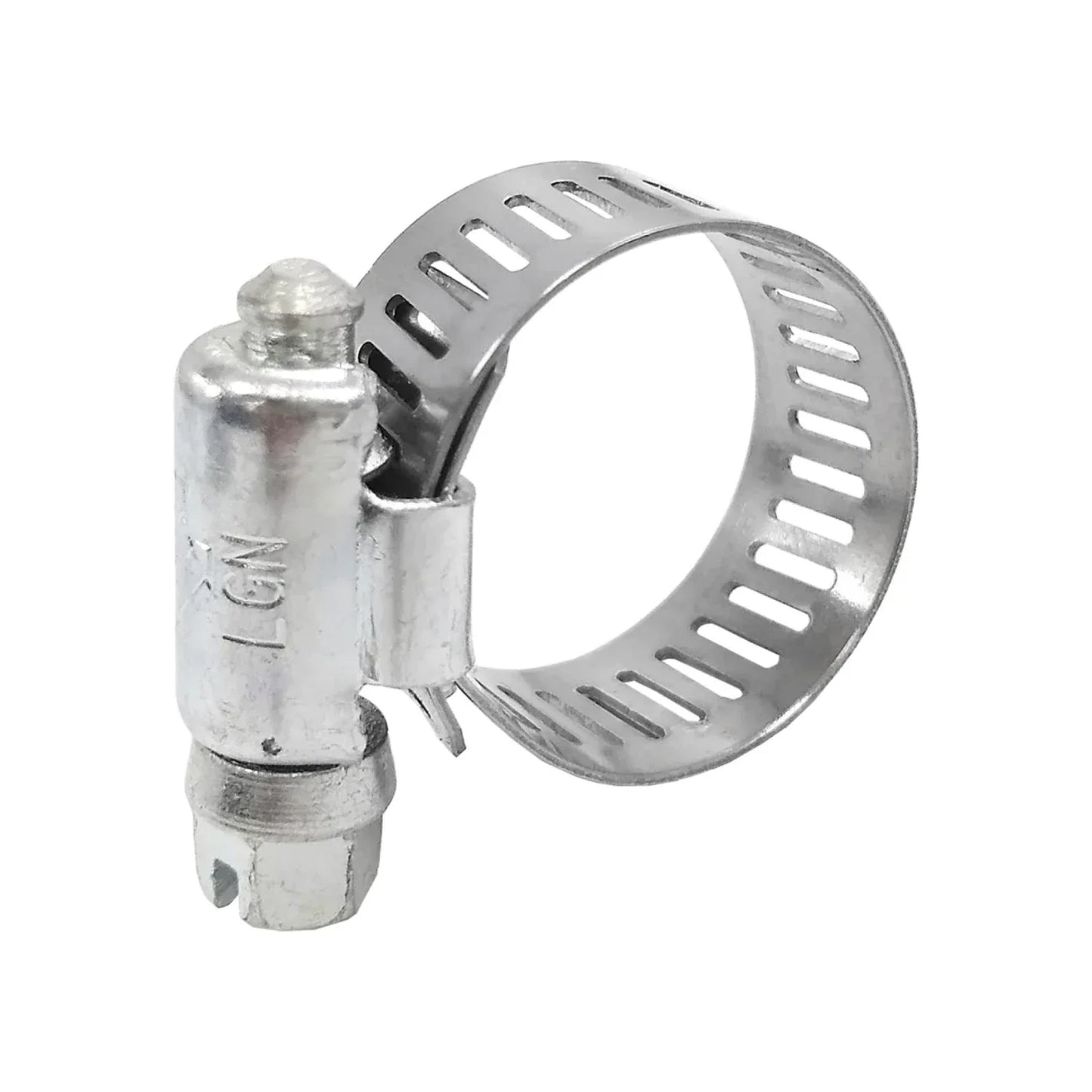 Banda de acero inoxidable.,Apertura mínima: 11/16" (17.46 mm).,Apertura máxima: 1 1/4" (31.75 mm).,Tornillo, tapa y base de acero con un acabado de dicromato de zinc resistente a la corrosión.,Uso doméstico, ferretería, jardinería y agricultura.