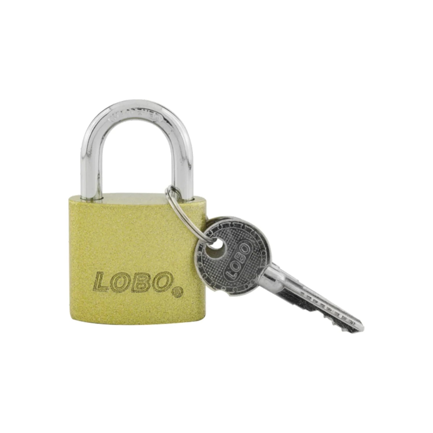 Candado Lobo dorado con gancho corto y llave para seguridad de puertas y cadenas
