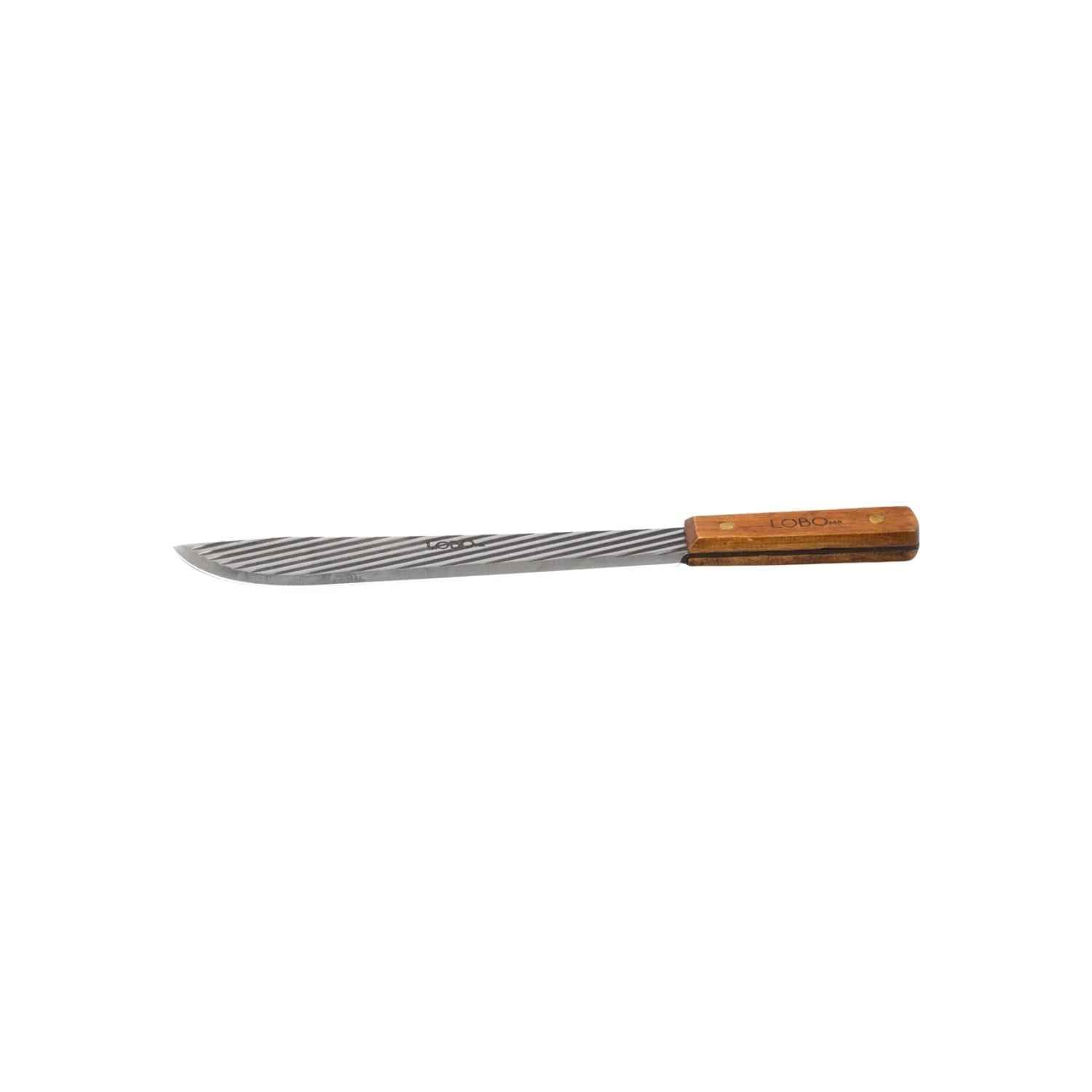 Cuchillo carnicero Lobo 10" con mango de madera y hoja de acero inoxidable rayada