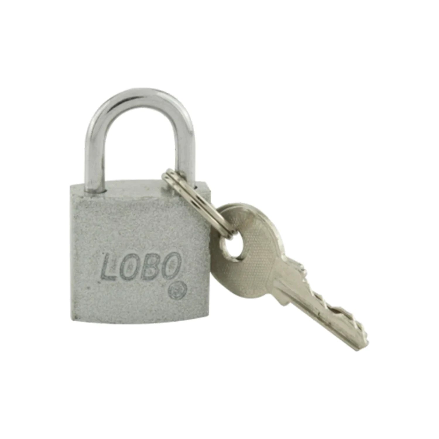 Candado plateado Lobo de 20 mm con gancho corto y llave de seguridad