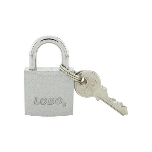 Candado de seguridad Lobo 32mm, gancho corto color plata con llave