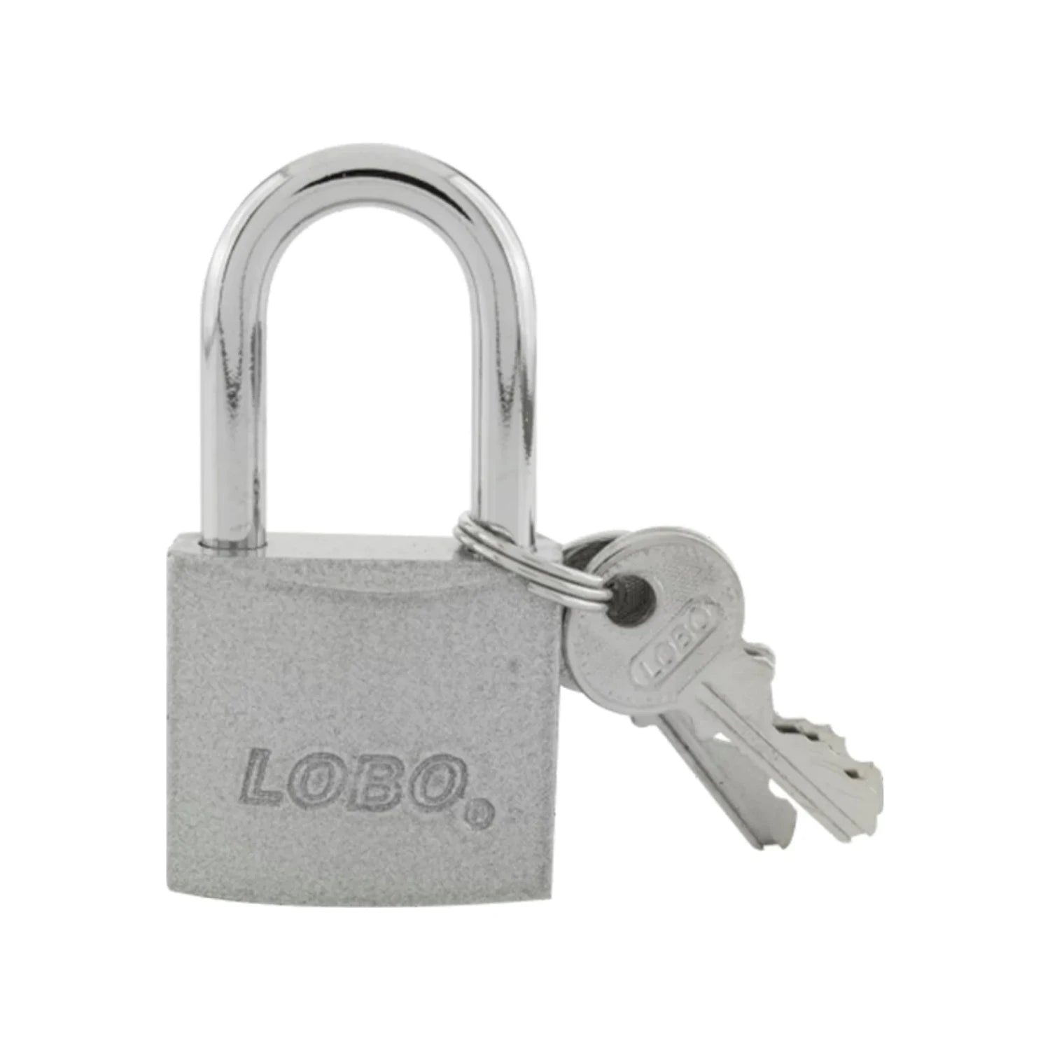Candado de seguridad Lobo 38mm, gancho largo plateado, con dos llaves incluidas