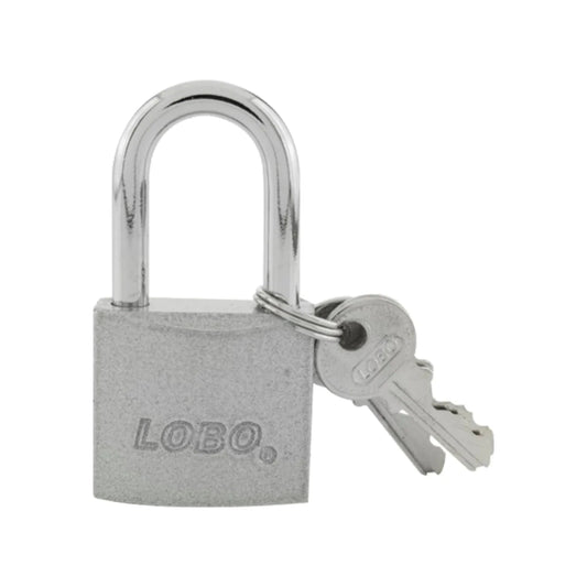 Candado de seguridad Lobo 38mm, gancho largo plateado, con dos llaves incluidas