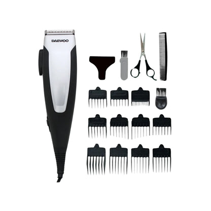 Cortadora de cabello inalámbrica.,Cuchillas de precisión hecha de acero inoxidable, recubiertas de titanio, extraibles para fácil limpieza.,Interruptor de encendido/apagado.,Incluye:,Un Cortadora,Nueve accesorios para peine con ajusted e longitud., Un peine con guía de oreja dereche e izquierda.,Un peine.,Unas tijeras.,Un cable de carga.,Un protecto de hojA,Cepillo limpiador.,Cepillo para el cuello y lubricante.,120 V – 60Hz- 5 W,Consumo de energía: 0.00115 kWh.,Funcionamiento continuo 50 minutos.