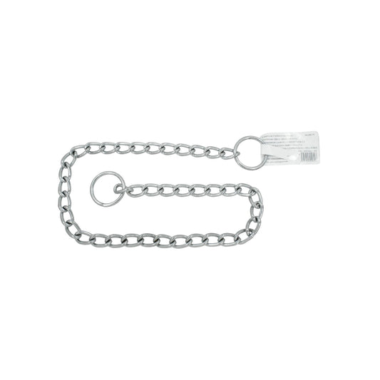 Cadena de castigo para perro de metal cromado con eslabones resistentes y dos anillos, para adiestramiento