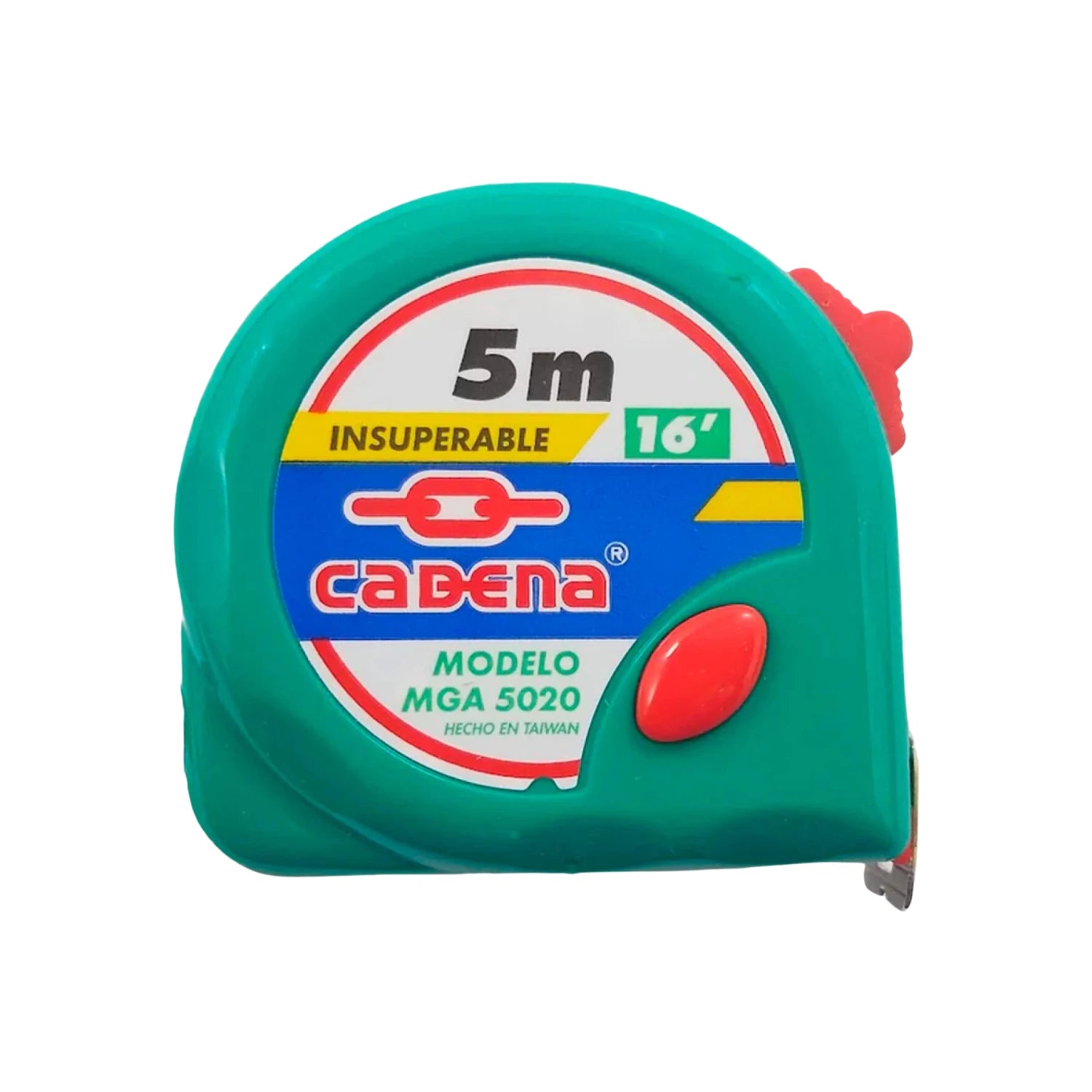 Flexómetro Cadena MGA 5020 verde 5 metros (16 pies), cinta métrica resistente para construcción