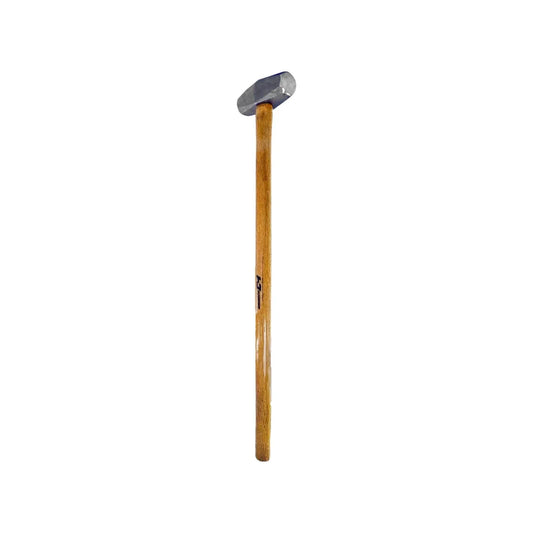 Peso: 6 lb (2.7 kg).,acero SAE 1045,Doble tratamiento térmico.,Mango de madera.,Uña de acero para sujeción del mango con la cabeza.