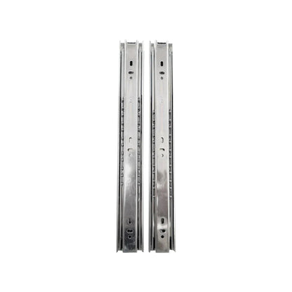 Correderas metálicas plateadas para cajones, extensión completa 45 cm, rieles de guía resistentes 2 piezas