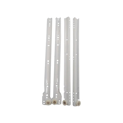 Fabricada en acero.,Corredera de 40 cm tipo europeo.,Corredera de 400 mm acabado epoxico blanco.,Facilita la apertura de cajones de muebles y gabinetes.