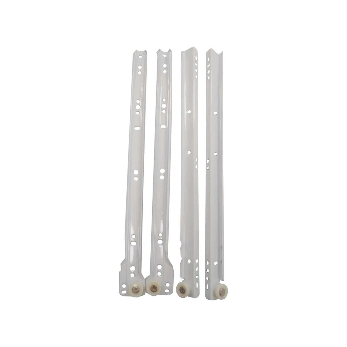 Correderas de cajón blancas tipo europeo con rodillo para muebles, set de 4 piezas.
