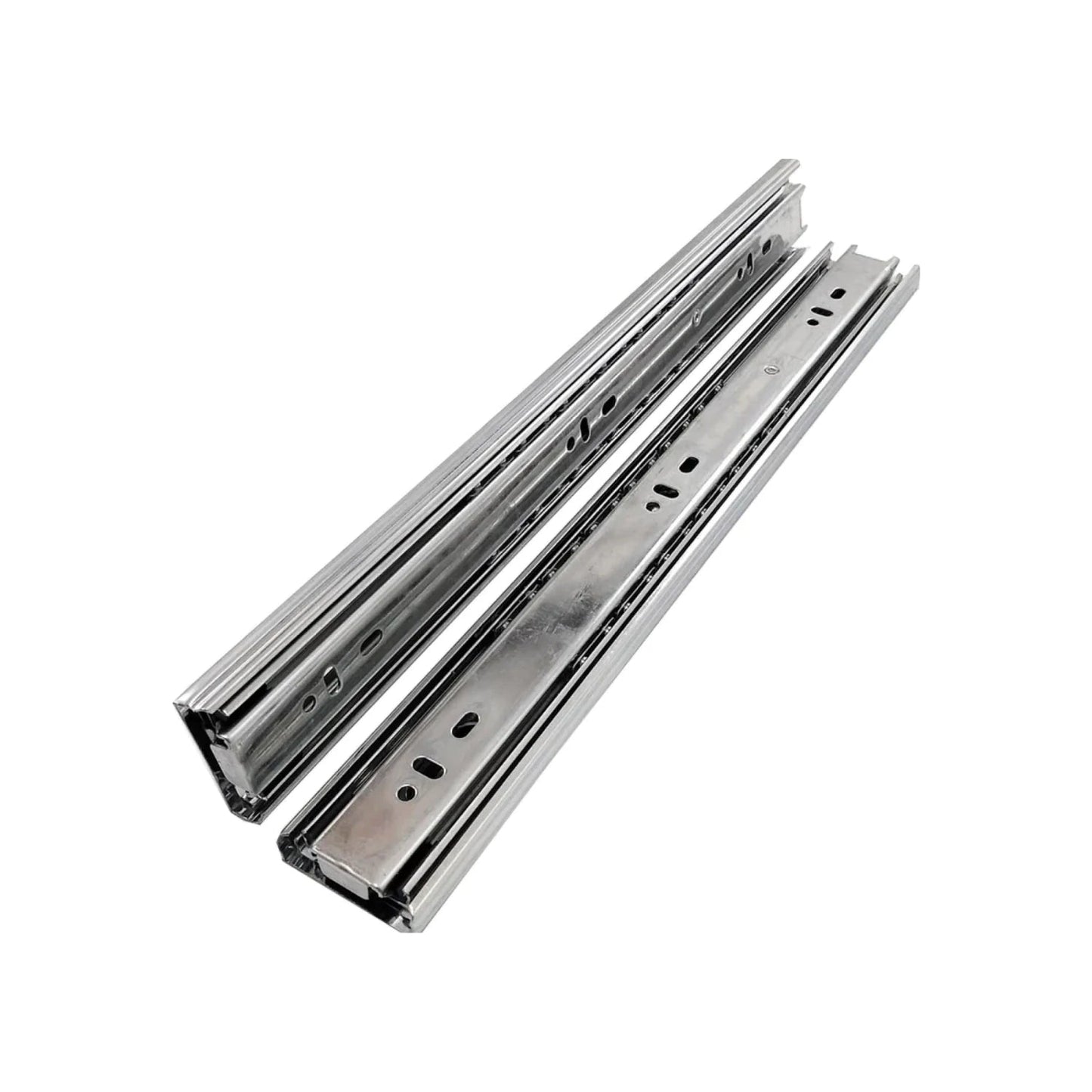 Correderas telescópicas metálicas de 40 cm, extensión total, para cajones, kit de 2 piezas plateadas.