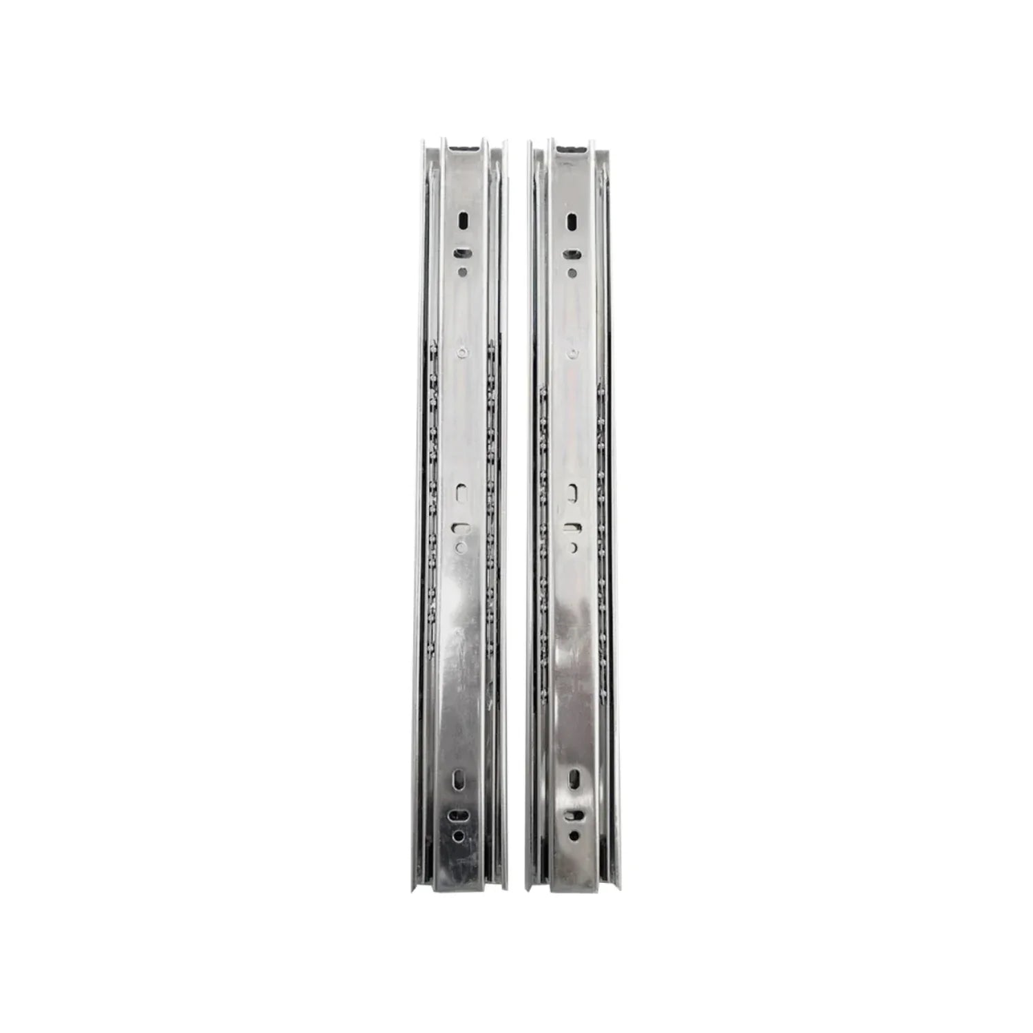 Fabricada en acero.,Corredera de 350 mm acabado niquelado.,Corredera de extensión de 14",Corredera de extensión total.