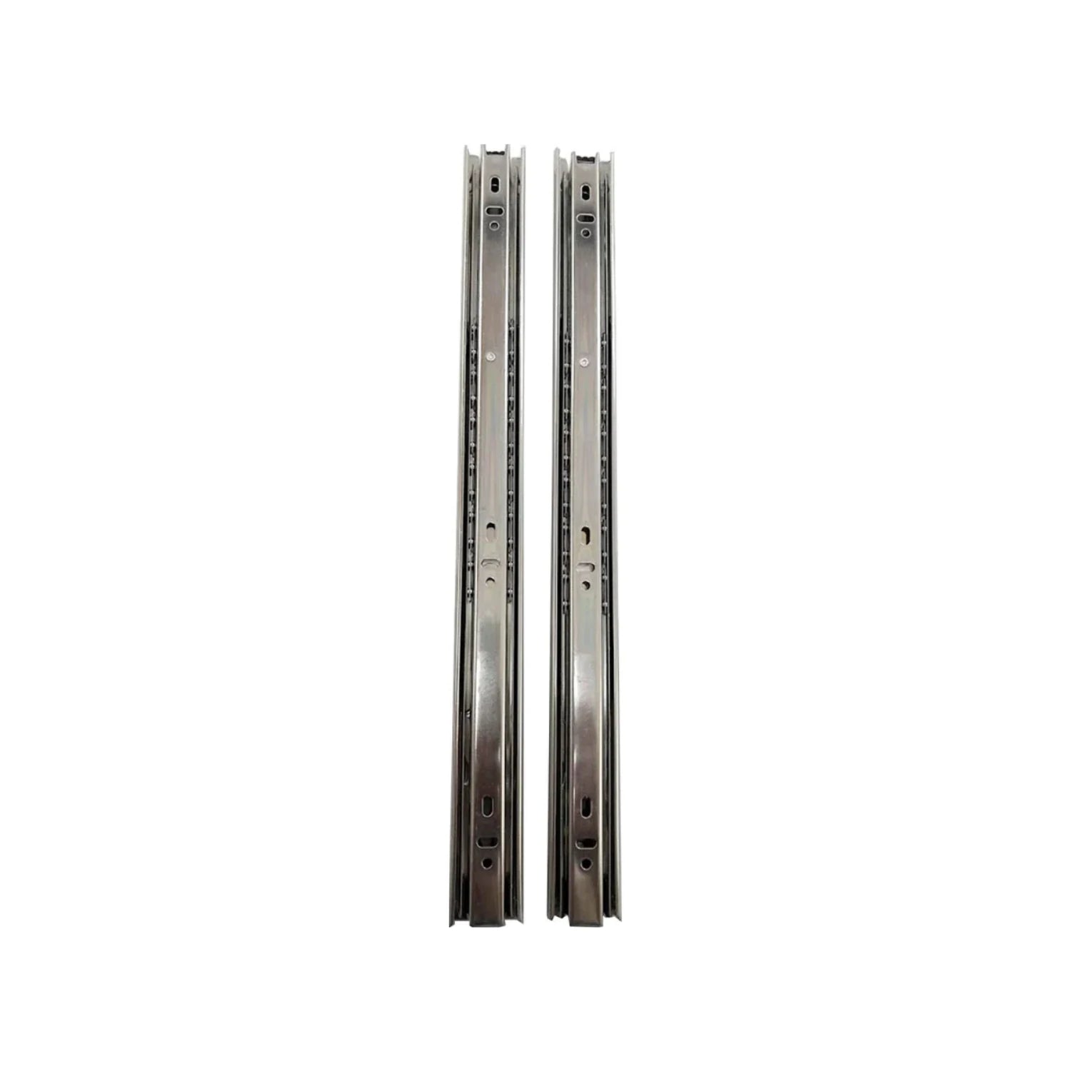 Guías correderas de cajón metálicas, extensión total, plateadas, par de 45 cm para muebles.