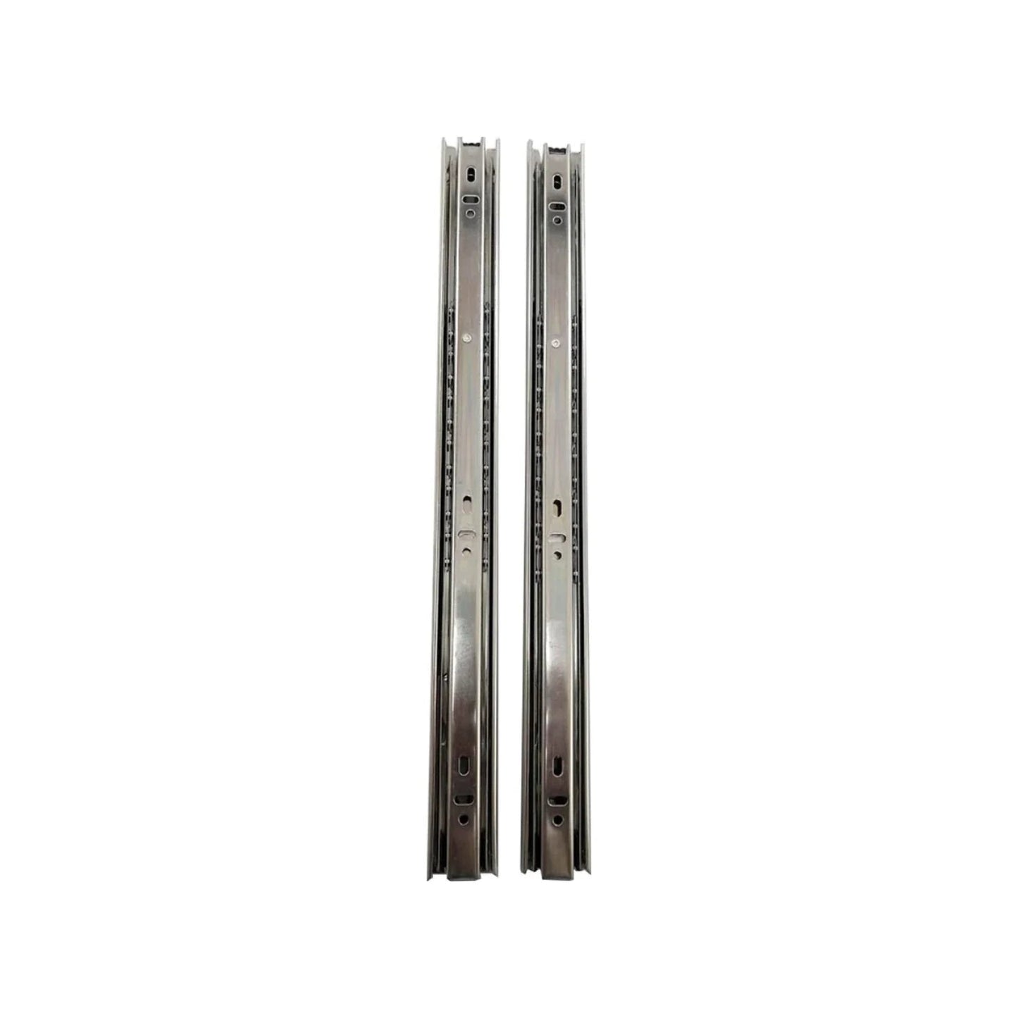 Correderas metálicas para cajones de 50 cm, extensión completa, acabado cromado, juego de 2