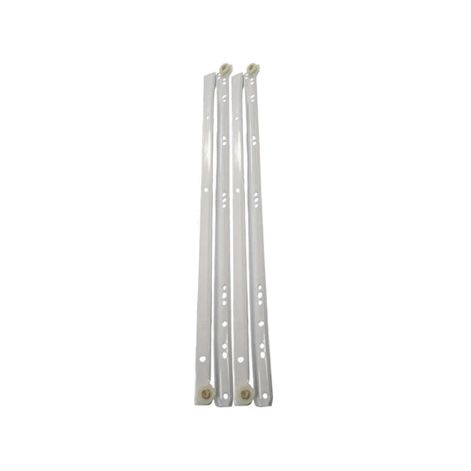 Fabricada en acero.,Corredera de 50 cm tipo europeo.,Corredera de 500 mm acabado epoxico blanco.,Facilita la apertura de cajones de muebles y gabinetes.