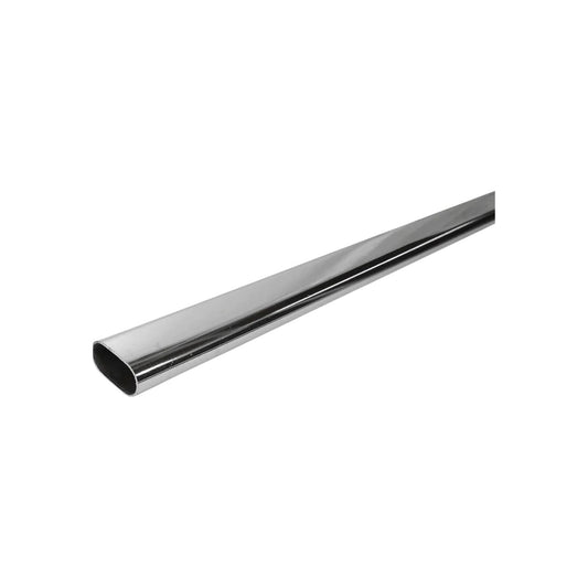 Tubo ovalado cromado brillante para closet, barra de metal resistente para ropa