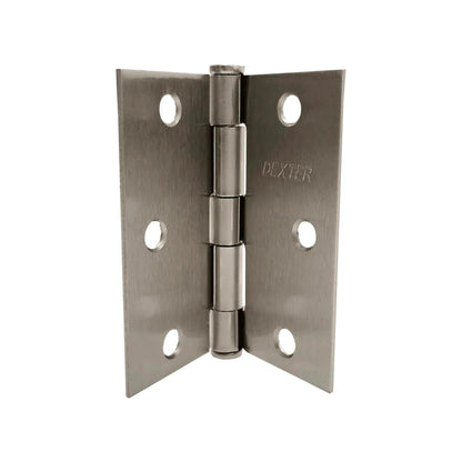 Bisagra niquelada Dexter 3x3 pulgadas para puertas, acabado satinado.