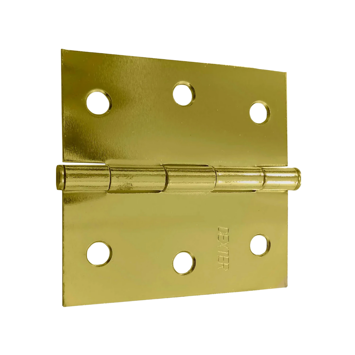 Bisagra de latón brillante Dexter, acabado dorado. Ideal para puertas con 6 orificios.