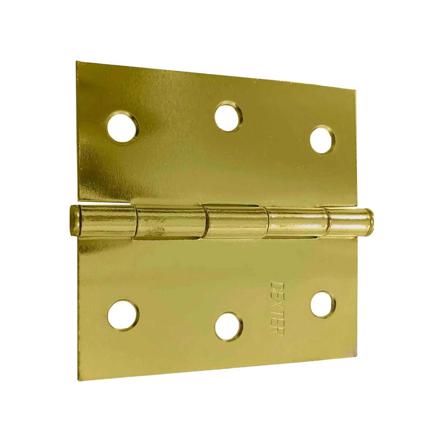 Bisagra de latón brillante Dexter, acabado dorado. Ideal para puertas con 6 orificios.