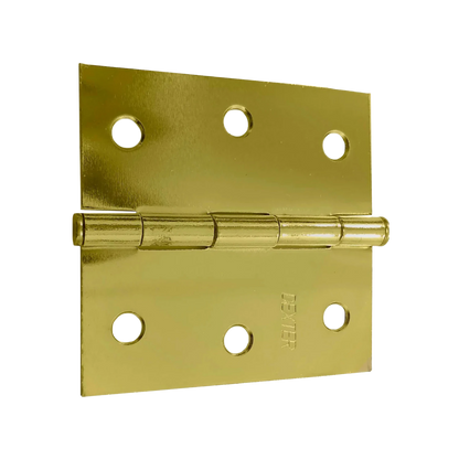 Bisagra de latón brillante Dexter, acabado dorado. Ideal para puertas con 6 orificios.