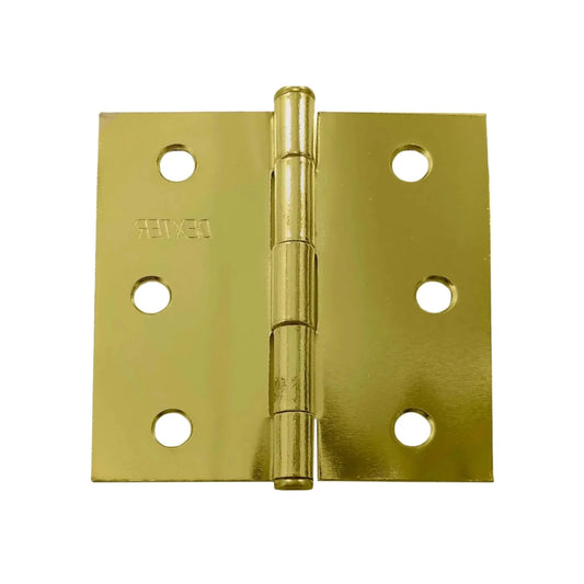 Fabricado en acero.,Bisagra residencial.,Perno suelto.,Cabeza plana de 1.6 de espesor.,Medida: 3" x 3",Acabado: Latón brillante sin baleros.