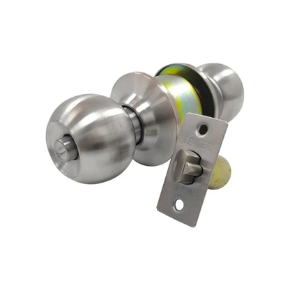 Chapa para entrada o recámara.,Acabado acero inoxidable.,Pestillo de seguridad.,Modelo barza de llave estándar y botón push.