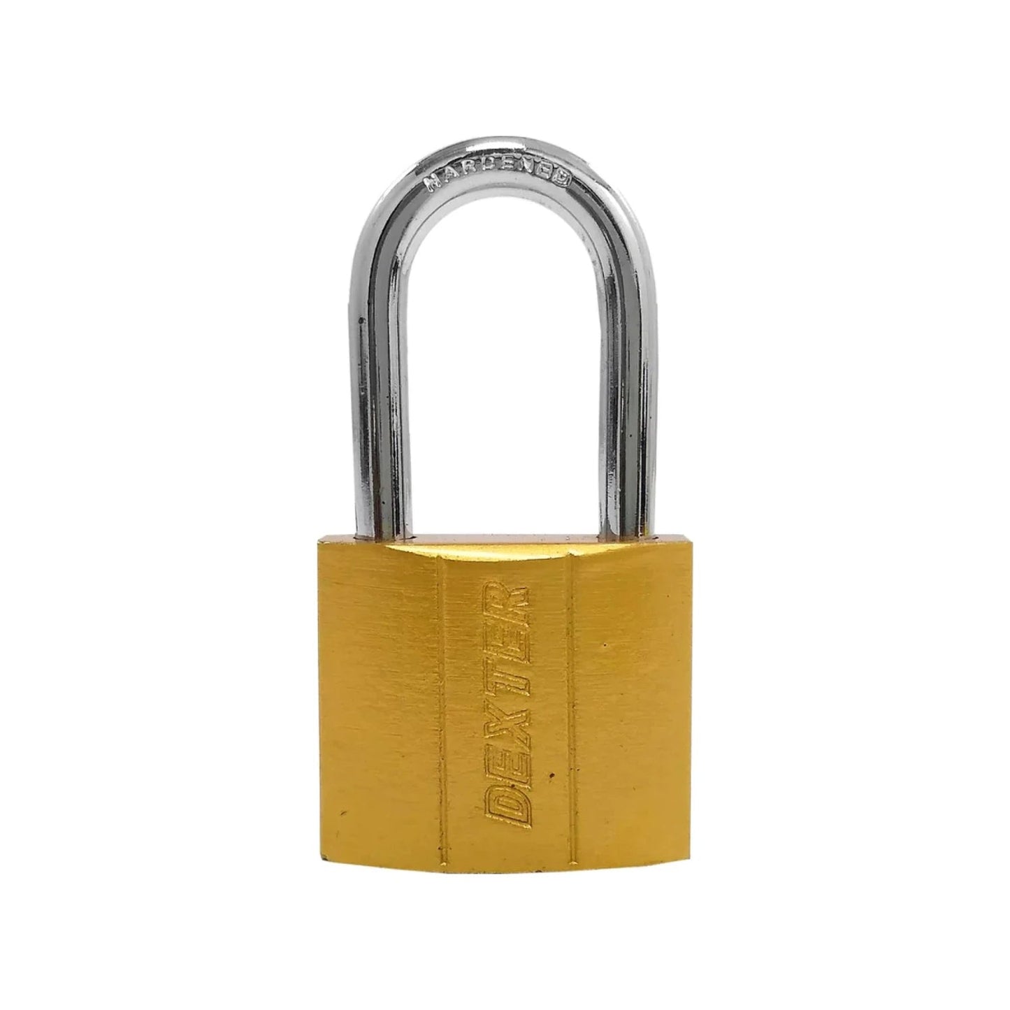 Candado Dexter dorado 40mm con gancho largo endurecido para alta seguridad