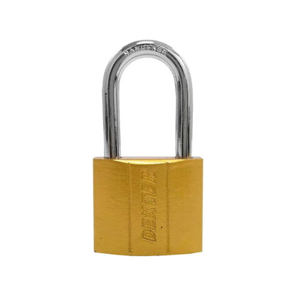 Candado Dexter dorado 40mm con gancho largo endurecido para alta seguridad