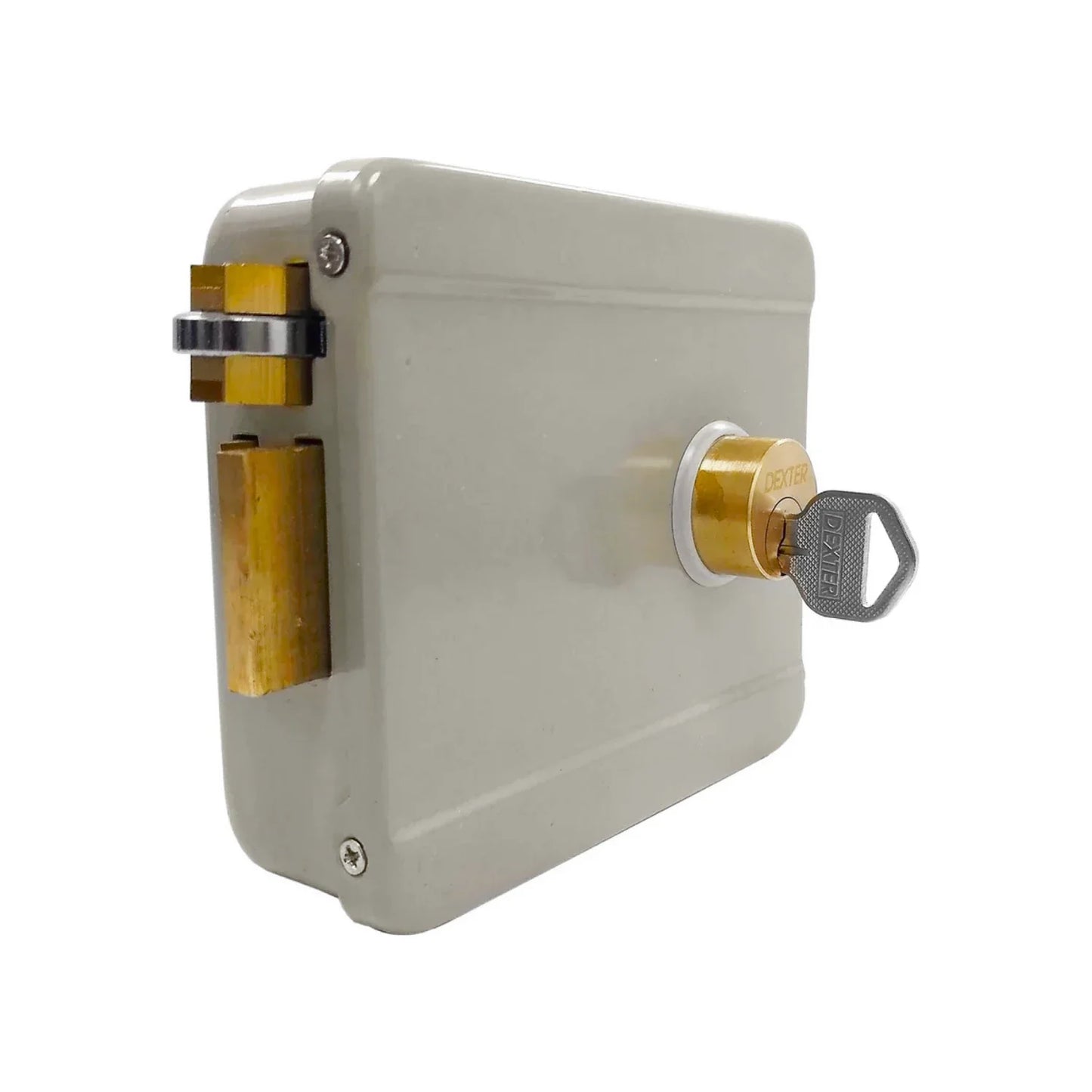 Cerradura/Chapa eléctrica sobreponer izquierda beige Dexter 5810