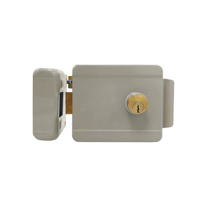 Cerradura eléctrica de sobreponer izquierda Dexter beige con cilindro de llave para seguridad