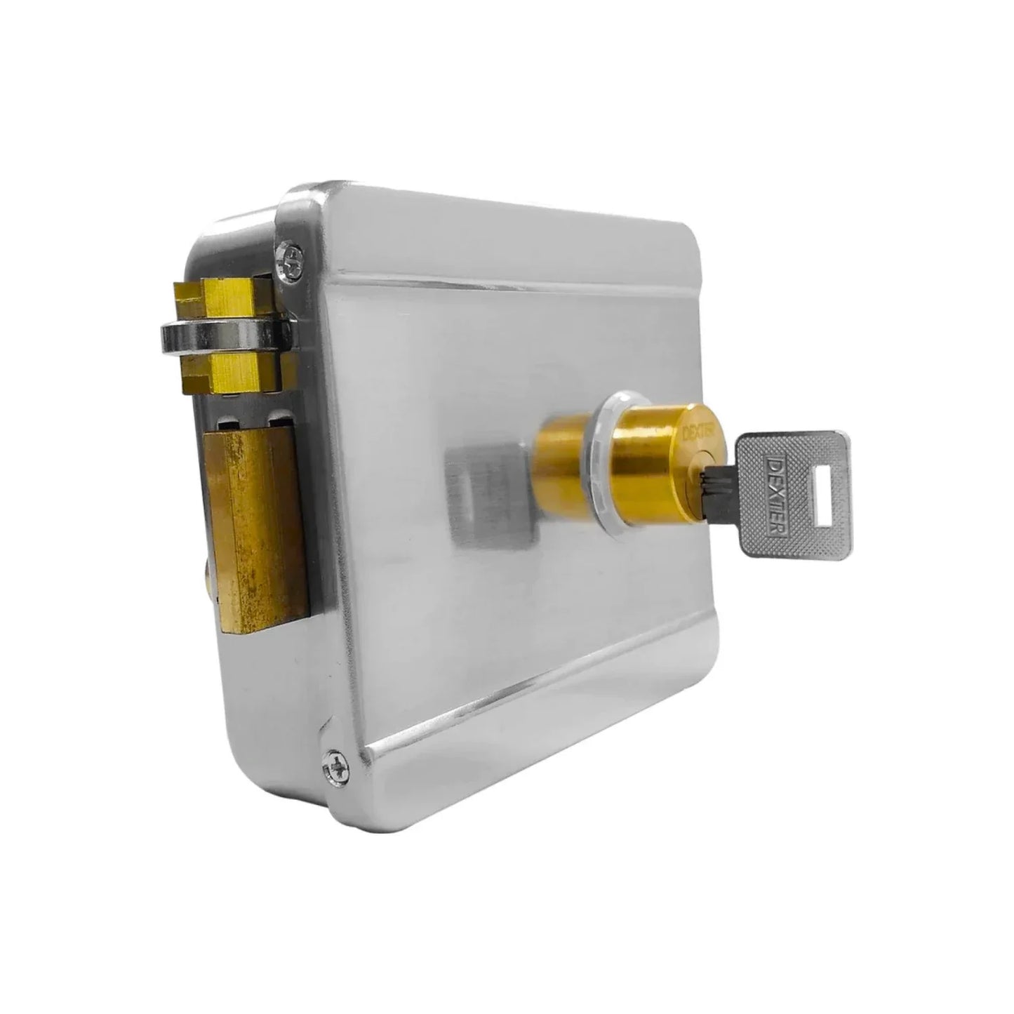 Cerradura/Chapa eléctrica sobreponer izquierda cromo Dexter 5812