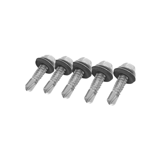 Tornillos autoperforantes punta de broca cabeza hexagonal con arandela selladora, plateados, para fijación en metal