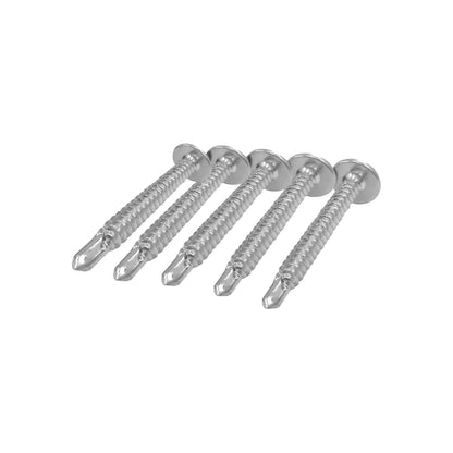 Tornillo punta de broca Phillips de metal plateado, cabeza de arandela, autotaladrante para metal y lámina