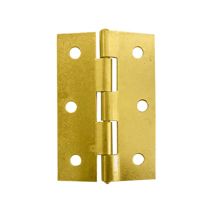 Bisagra de latón brillante dorada con perno, seis orificios, herraje resistente para puertas y muebles