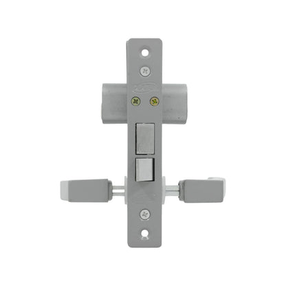 Cerradura de embutir gris Dexter para puerta de aluminio con pestillo y bulón