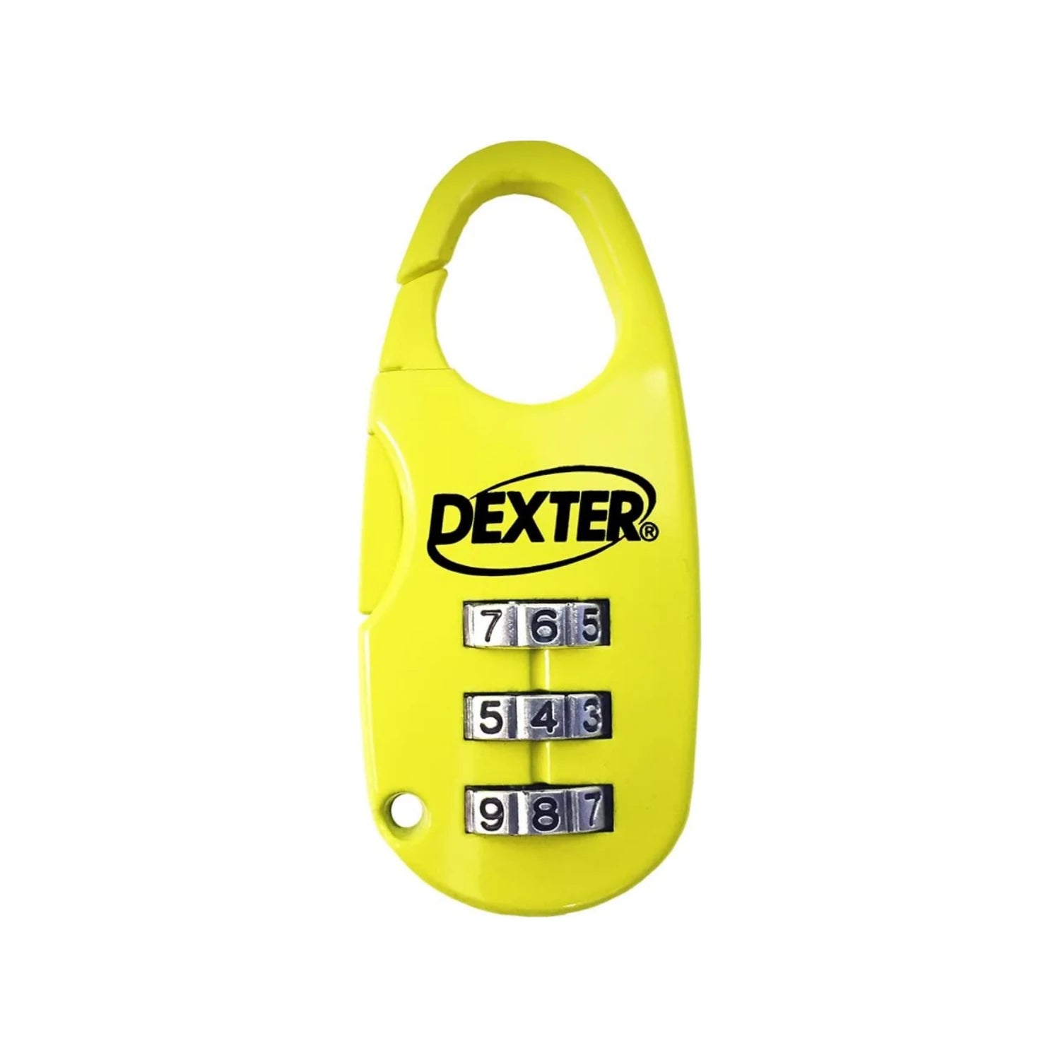 Candado de combinación amarillo Dexter con 3 dígitos para seguridad de equipaje o taquilla.